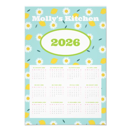 Persoonlijke 2026 kalender foto afdruk (Voorkant)