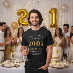Persoonlijke 21e verjaardag 2005 naam zwart goud t-shirt