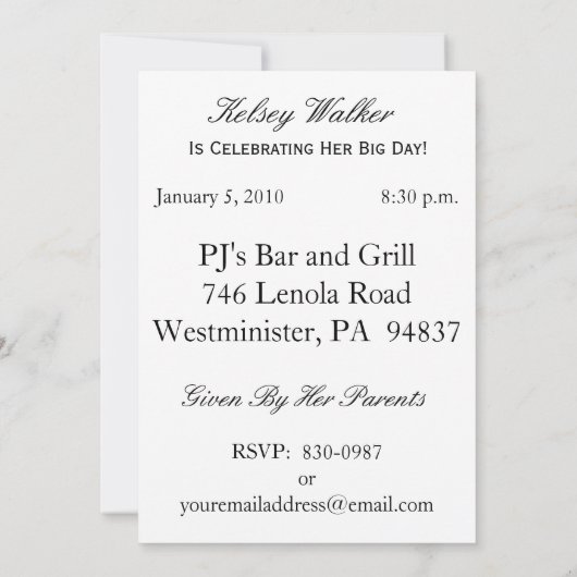 Persoonlijke 21e verjaardag Foto-uitnodigingen voo Kaart (Achterkant)