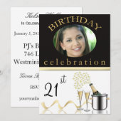 Persoonlijke 21e verjaardag Foto-uitnodigingen voo Kaart (Voorkant / Achterkant)