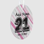 Persoonlijke 21e verjaardag roze ornament (voorkant)