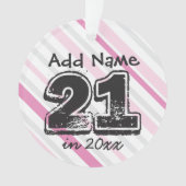 Persoonlijke 21e verjaardag roze ornament (voorkant)