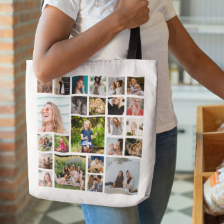 Persoonlijke 24 Foto Collage op Maat Tote Bag