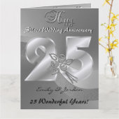 Persoonlijke 25e Silver Wedding Jubileum Kaart (Gele Bloem)