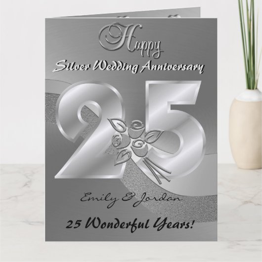 Persoonlijke 25e Silver Wedding Jubileum Kaart (Voorkant)