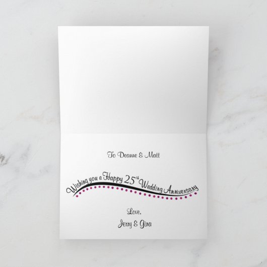 Persoonlijke 25e trouwdag kaart (Binnen)