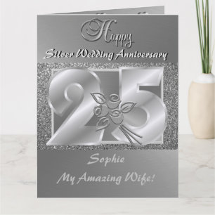 Persoonlijke 25th Wedding Jubileum Kaart vrouw