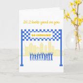 Persoonlijke 26.2 Boston Marathon hardloop felicit Kaart (Gele Bloem)