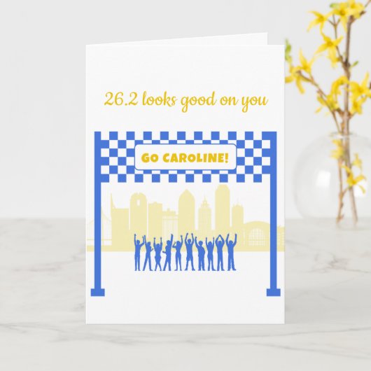 Persoonlijke 26.2 Boston Marathon Run Gratules Kaart (Gele Bloem)