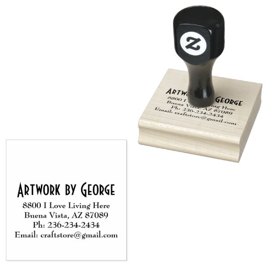 Persoonlijke 2.5 x 2.5 houten stempel (Gestempeld)