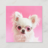 Persoonlijke 2 Foto Dog Pet Social Media QR Code Vierkante Visitekaartje (Voorkant)