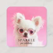 Persoonlijke 2 Foto Dog Pet Social Media QR Code Vierkante Visitekaartje (Voorkant)