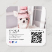 Persoonlijke 2 Foto Dog Pet Social Media QR Code Vierkante Visitekaartje (Achterkant)