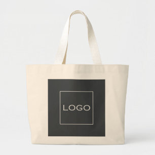 Persoonlijke 2 foto, logo neutraal koolstofgrijs grote tote bag