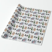 Persoonlijke 2 foto Pet Dog JOY Holiday Gift Cadeaupapier (Uitgerold)