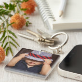 Persoonlijke 2 Foto (voor & achter) Sleutelhanger (Voorkant Rechts)