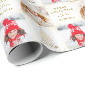 Persoonlijke 2 foto White-kerstfeestdag Cadeaupapier (Rol Hoek)