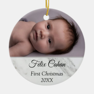 Persoonlijke 2 fotobaby's Mijn eerste Kerstmis 202 Keramisch Ornament