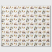 Persoonlijke 2 foto's Pet Dog JOY Gold Holiday Gif Cadeaupapier (Vlak)