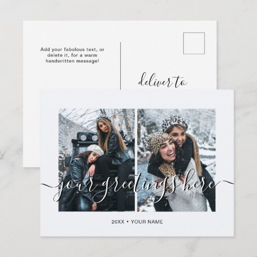 Persoonlijke 2 foto's Universele Groeten Briefkaart (Voorkant / Achterkant)