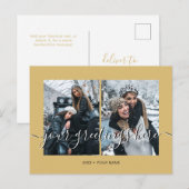 Persoonlijke 2 foto's Universele Groeten in Goud Briefkaart (Voorkant / Achterkant)