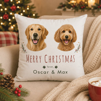 Persoonlijke 2 huisdier foto Kerstcadeau kussen