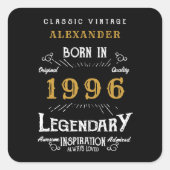 Persoonlijke 30e verjaardag Voeg naam toe 1996 Leg Vierkante Sticker (Voorkant)