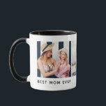 Persoonlijke 3-foto 'Beste moeder ooit' Mok<br><div class="desc">Persoonlijke 'Beste moeder ooit'-fotobeker met 3 aangepaste afbeeldingen en een zwarte handgreep en binnenkant creëert een krachtig en betekenisvol cadeau dat ze elke dag zal koesteren. Deze op maat gemaakte mok met moederfoto heeft een moderne indeling met drie foto's in een schoon horizontaal paneelontwerp, waardoor elke geüploade afbeelding duidelijk afsteekt...</div>