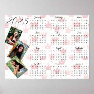 Persoonlijke 3 Foto Collage Familie 2025 Agenda Poster