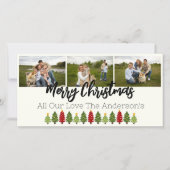 Persoonlijke 3-foto collage met kerstbomen feestdagenkaart (Voorkant)