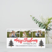 Persoonlijke 3 foto-collage met kerstbomen  feestdagenkaart (Staand voorkant)