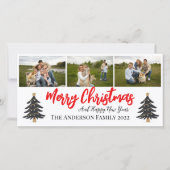 Persoonlijke 3 foto-collage met kerstbomen  feestdagenkaart (Voorkant)