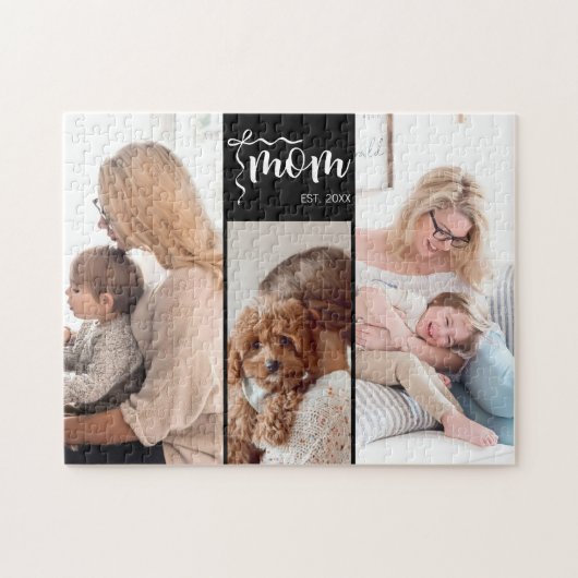 Persoonlijke 3-foto collage Zwarte Moeder Schattin Legpuzzel (Horizontaal)