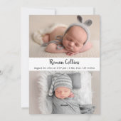 Persoonlijke 3 Foto Dank u geboorteaankondiging Feestdagenkaart (Achterkant)