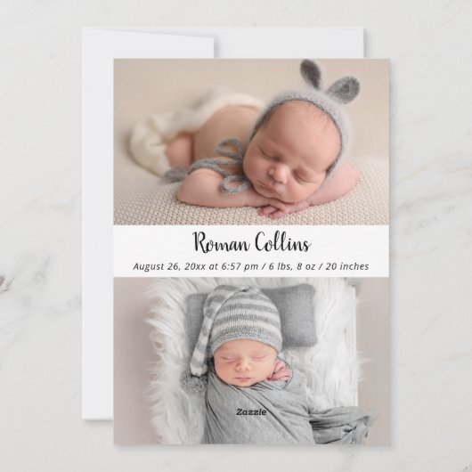 Persoonlijke 3 Foto Dank u geboorteaankondiging Feestdagenkaart (Achterkant)