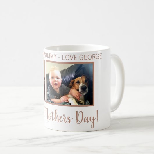 persoonlijke 3 FOTO ROOS GOLD moederdag mok (Voorkant rechts)