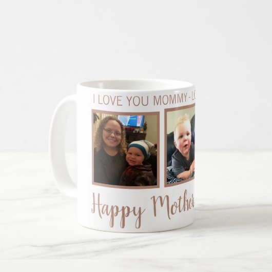 persoonlijke 3 FOTO ROOS GOLD moederdag mok (Voorkant links)