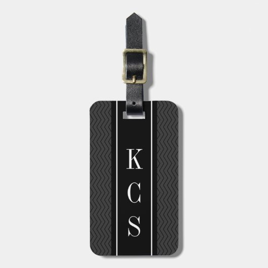 Persoonlijke 3-letter monogram luxe bagagelabel (Voorkant verticaal)