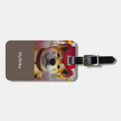 Persoonlijke 3D Happy Shiba Inu met rood pet Bagagelabel (Voorkant horizontaal)
