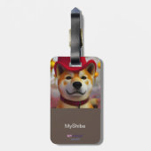 Persoonlijke 3D Happy Shiba Inu met rood pet Bagagelabel (Achterkant verticaal)