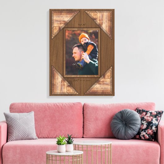 Persoonlijke 3D houten lijst met rustieke structuu Canvas Afdruk (Insitu (Woonkamer))