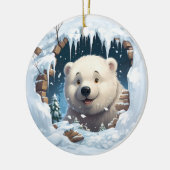 Persoonlijke 3D ijsbeer Keramisch Ornament (Links)