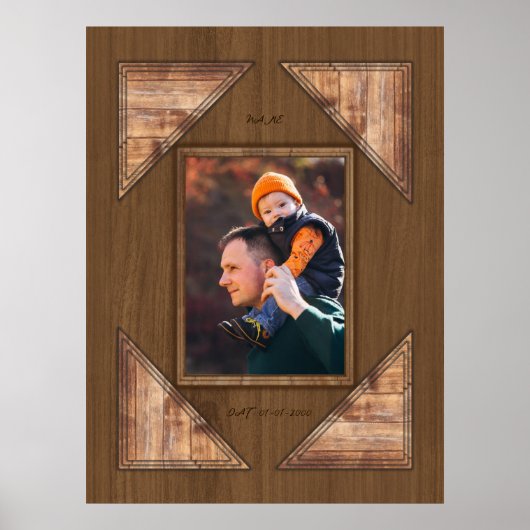 Persoonlijke 3D Rustieke Houten Patroonlijst Poster (Voorkant)