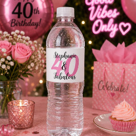 Persoonlijke '40 & Fabulous' waterfleslabels Waterfles Etiket