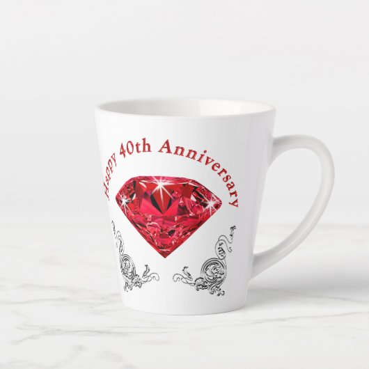Persoonlijke 40e Jubileum cadeaus, latte Mok (Rechts)