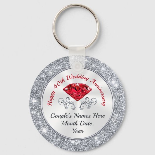 Persoonlijke 40e Jubileum-partij Sleutelhanger (Voorkant)