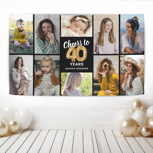 Persoonlijke 40e verjaardag foto collage banner