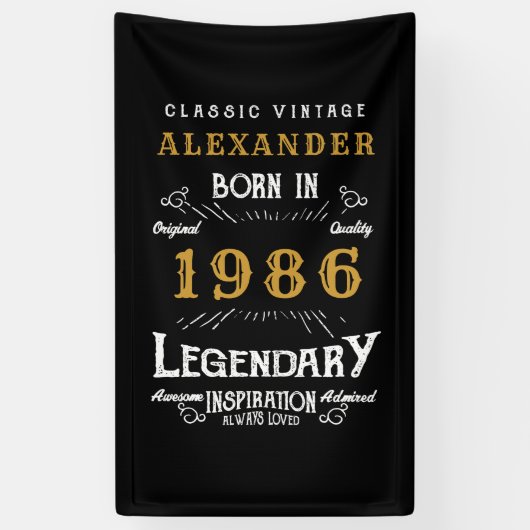 Persoonlijke 40e verjaardag Geboren in 1986 Retro Spandoek (Verticaal)