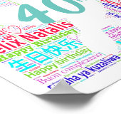 Persoonlijke 40e verjaardag Word Art Poster (Hoek)