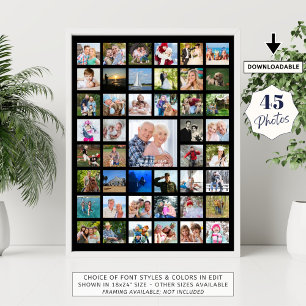 Persoonlijke 45 foto collage op maat gemaakte kleu poster